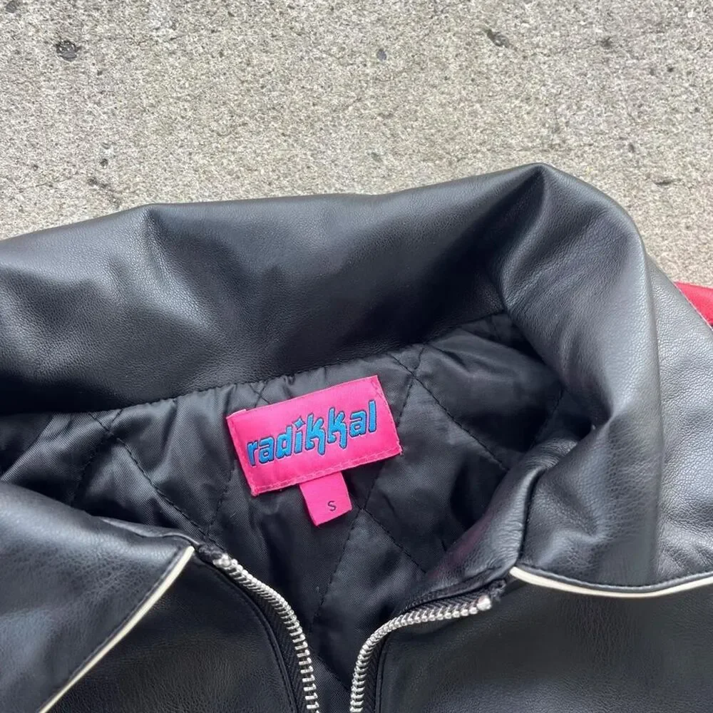 Radikkal Streetwear Y2K Faux Leather Jacket